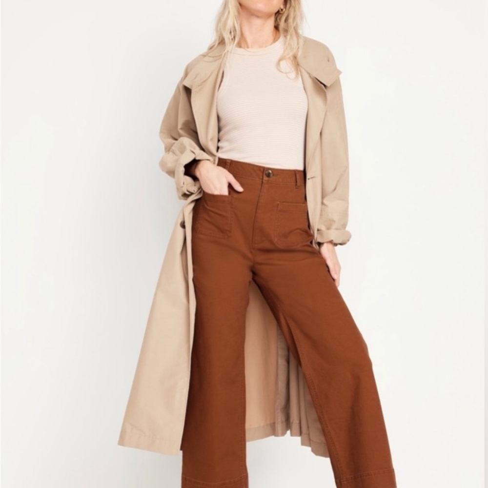Wide leg, high-rise old, navy pants